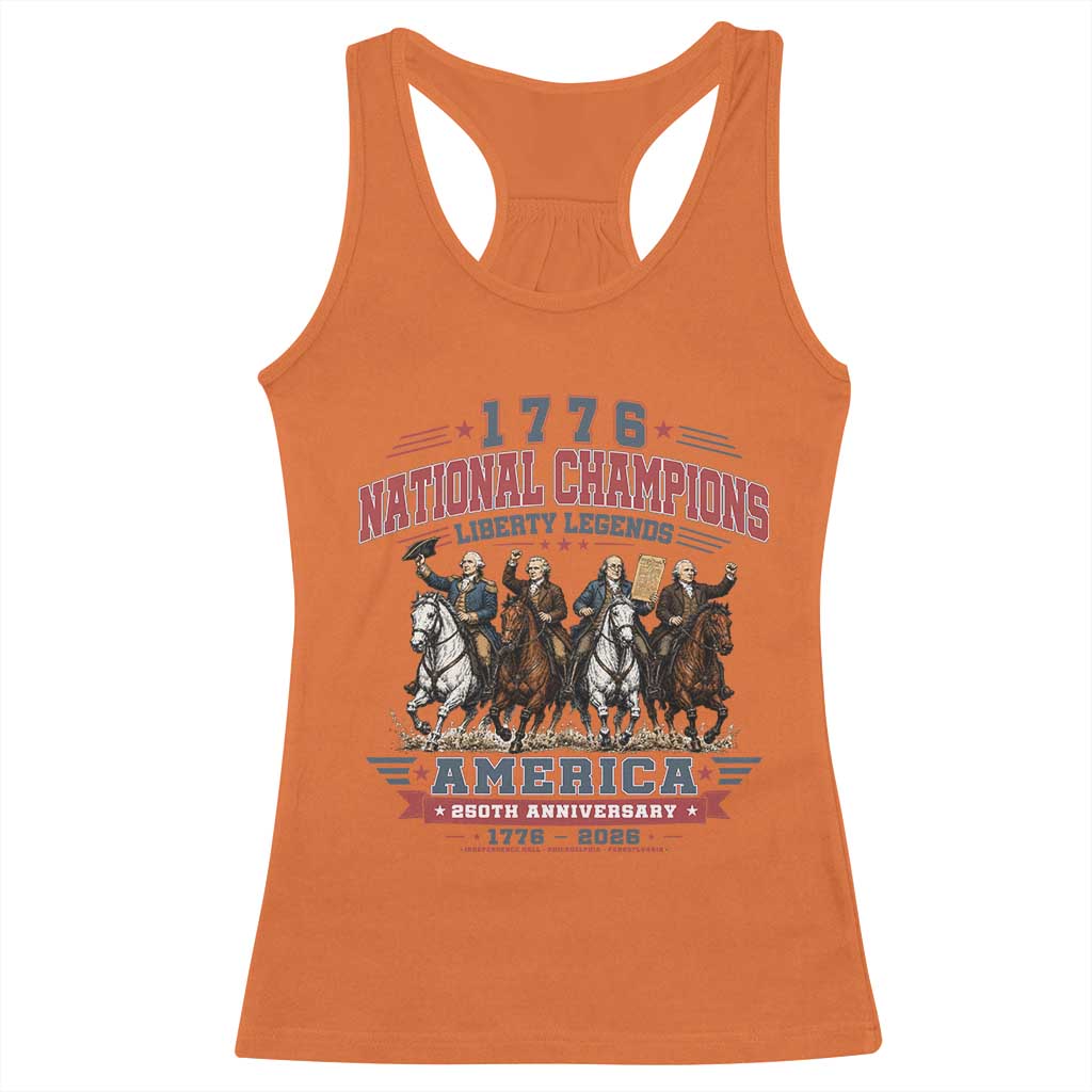 1776 National Champions Liberty Legends Vintage Racerback Tank Top Horseback Founding Fathers America 250th Anniversary