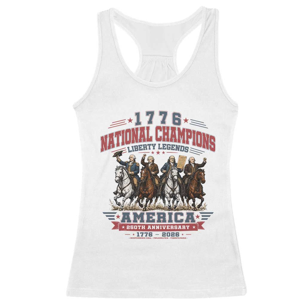 1776 National Champions Liberty Legends Vintage Racerback Tank Top Horseback Founding Fathers America 250th Anniversary