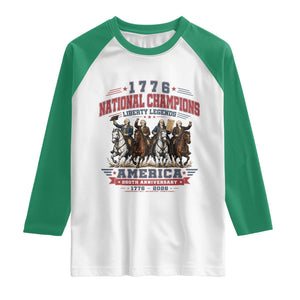 1776 National Champions Liberty Legends Vintage Raglan Shirt Horseback Founding Fathers America 250th Anniversary