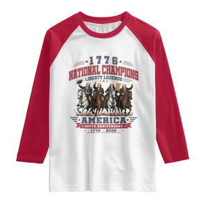 1776 National Champions Liberty Legends Vintage Raglan Shirt Horseback Founding Fathers America 250th Anniversary