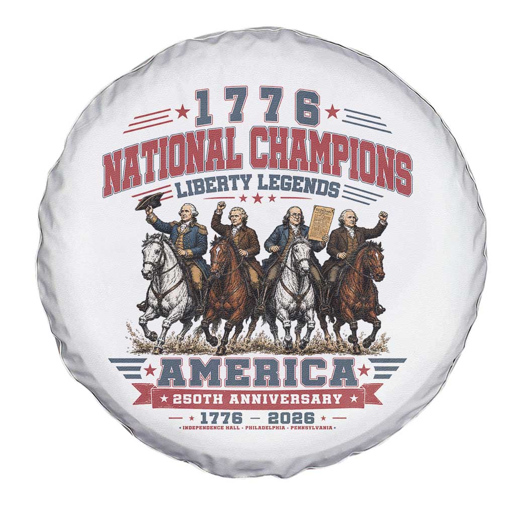 1776 National Champions Liberty Legends Vintage Spare Tire Cover Horseback Founding Fathers America 250th Anniversary