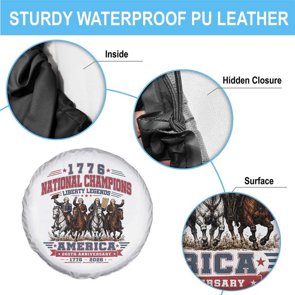 1776 National Champions Liberty Legends Vintage Spare Tire Cover Horseback Founding Fathers America 250th Anniversary