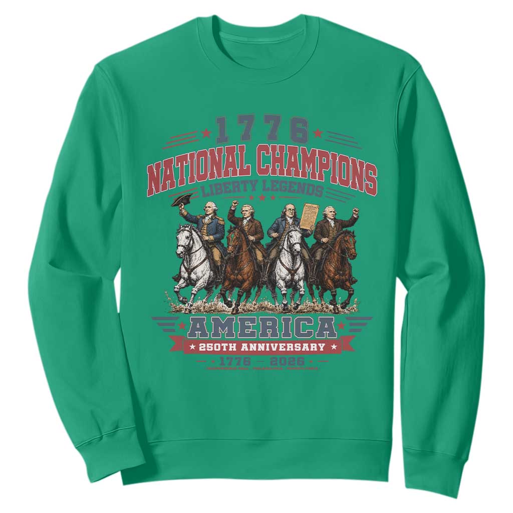 1776 National Champions Liberty Legends Vintage Sweatshirt Horseback Founding Fathers America 250th Anniversary