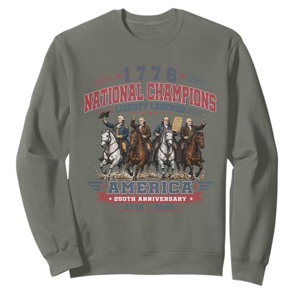 1776 National Champions Liberty Legends Vintage Sweatshirt Horseback Founding Fathers America 250th Anniversary