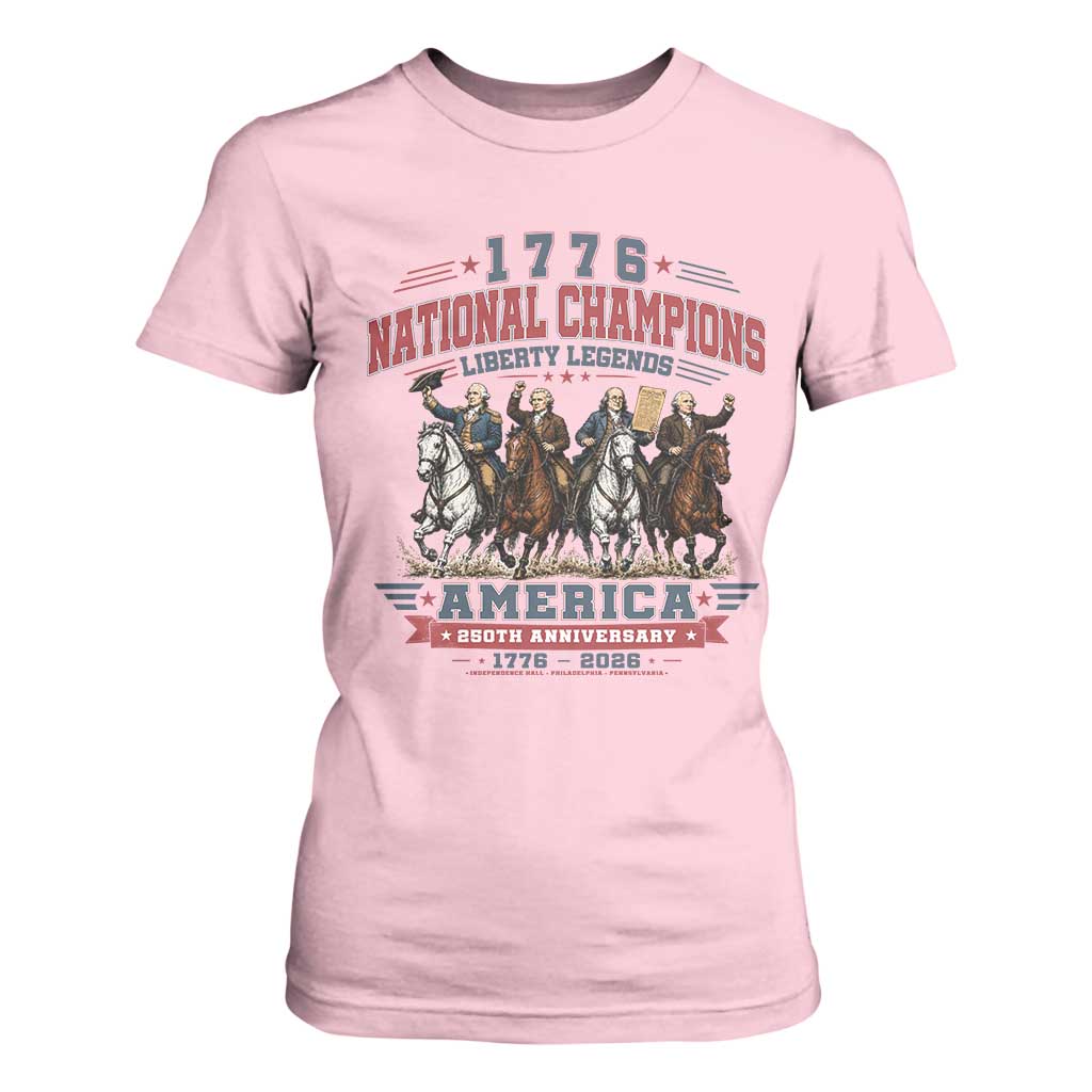 1776 National Champions Liberty Legends Vintage T Shirt For Women Horseback Founding Fathers America 250th Anniversary