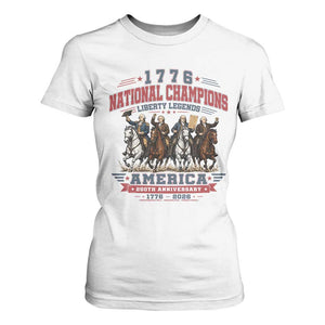 1776 National Champions Liberty Legends Vintage T Shirt For Women Horseback Founding Fathers America 250th Anniversary