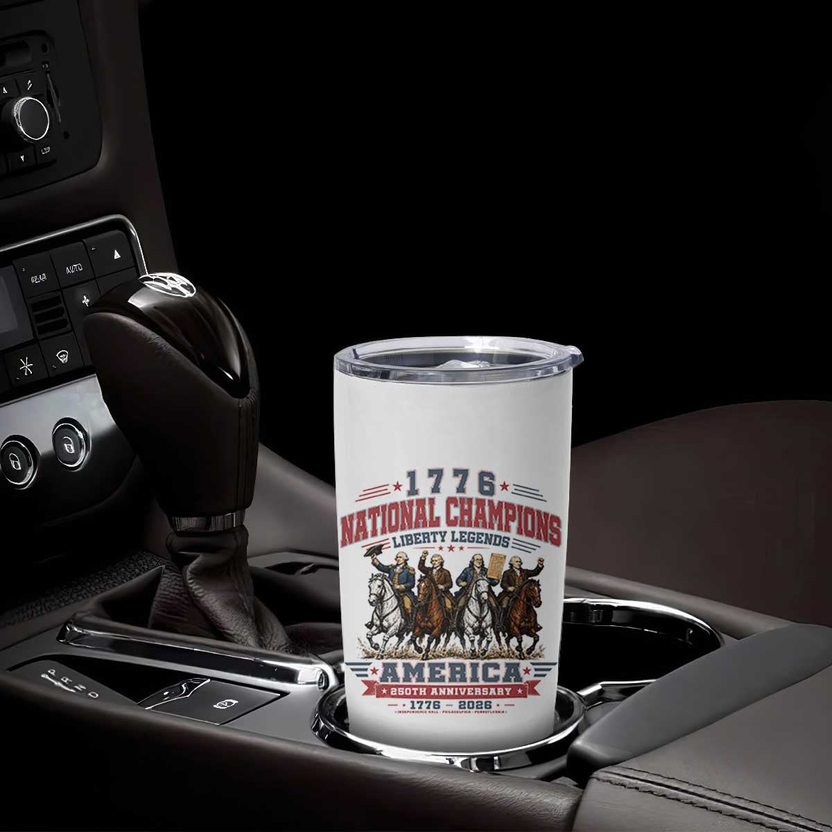 1776 National Champions Liberty Legends Vintage Tumbler Cup Horseback Founding Fathers America 250th Anniversary