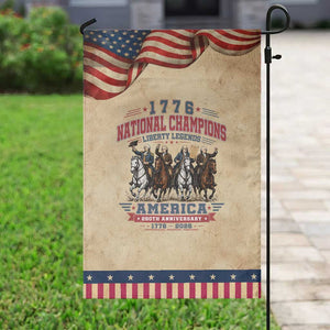 1776 National Champions Liberty Legends Vintage Patriotic Garden Flag Horseback Founding Fathers America 250th Anniversary