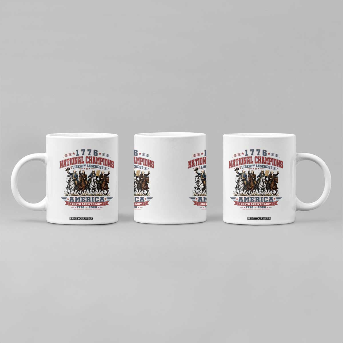 1776 National Champions Liberty Legends Vintage Coffee Mug Horseback Founding Fathers America 250th Anniversary