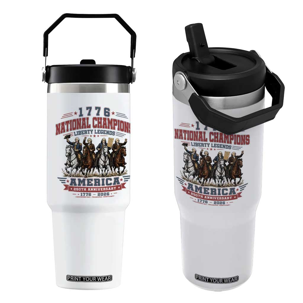 1776 National Champions Liberty Legends Vintage Flip Straw Tumbler Horseback Founding Fathers America 250th Anniversary