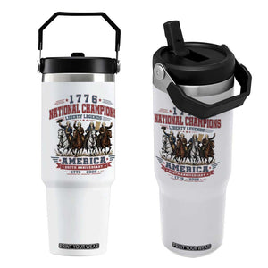 1776 National Champions Liberty Legends Vintage Flip Straw Tumbler Horseback Founding Fathers America 250th Anniversary