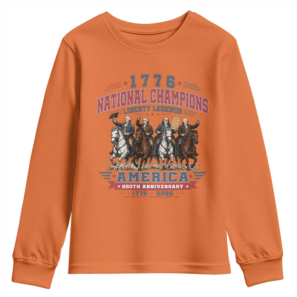 1776 National Champions Liberty Legends Vintage Youth Sweatshirt Horseback Founding Fathers America 250th Anniversary