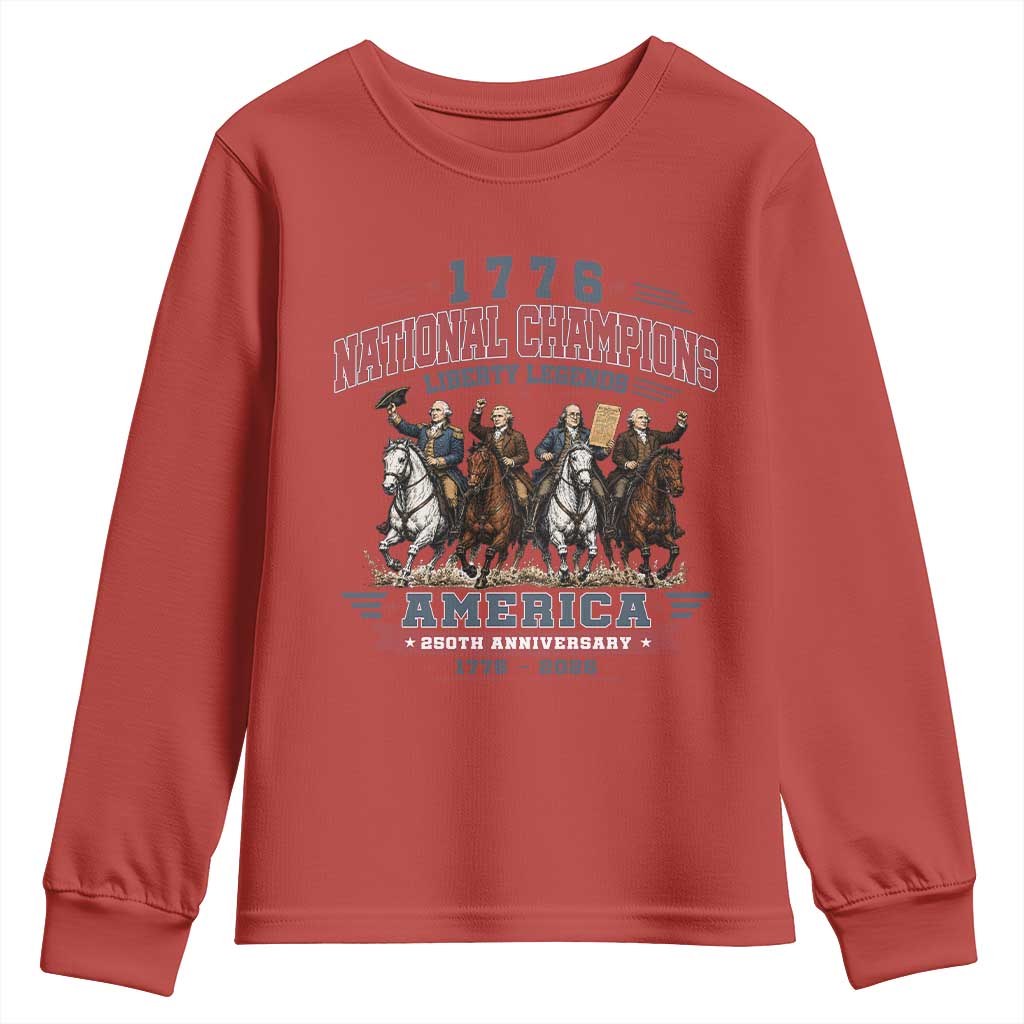 1776 National Champions Liberty Legends Vintage Youth Sweatshirt Horseback Founding Fathers America 250th Anniversary