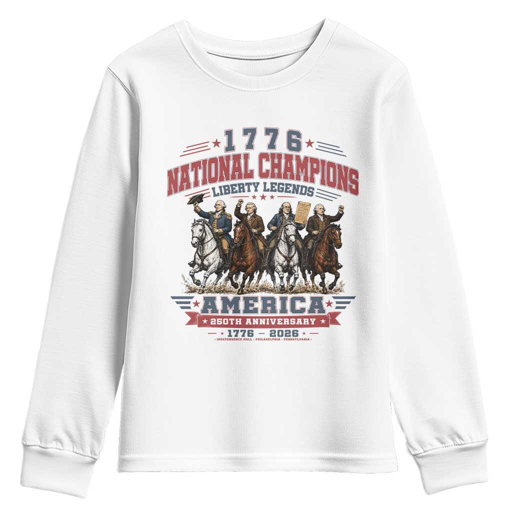 1776 National Champions Liberty Legends Vintage Youth Sweatshirt Horseback Founding Fathers America 250th Anniversary