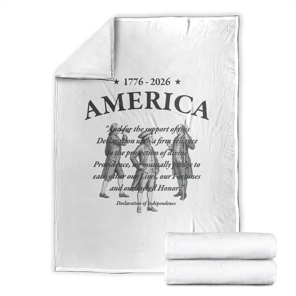 Declaration of Independence Sacred Honor Quote Graphic Throw Blanket Vintage 1776 to 2026 America Patriotic History