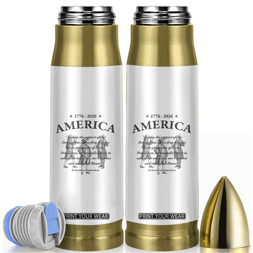 Declaration of Independence Sacred Honor Quote Graphic Bullet Tumbler Vintage 1776 to 2026 America Patriotic History
