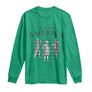 Declaration of Independence Sacred Honor Quote Graphic Long Sleeve Shirt Vintage 1776 to 2026 America Patriotic History