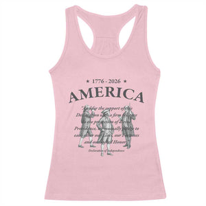 Declaration of Independence Sacred Honor Quote Graphic Racerback Tank Top Vintage 1776 to 2026 America Patriotic History