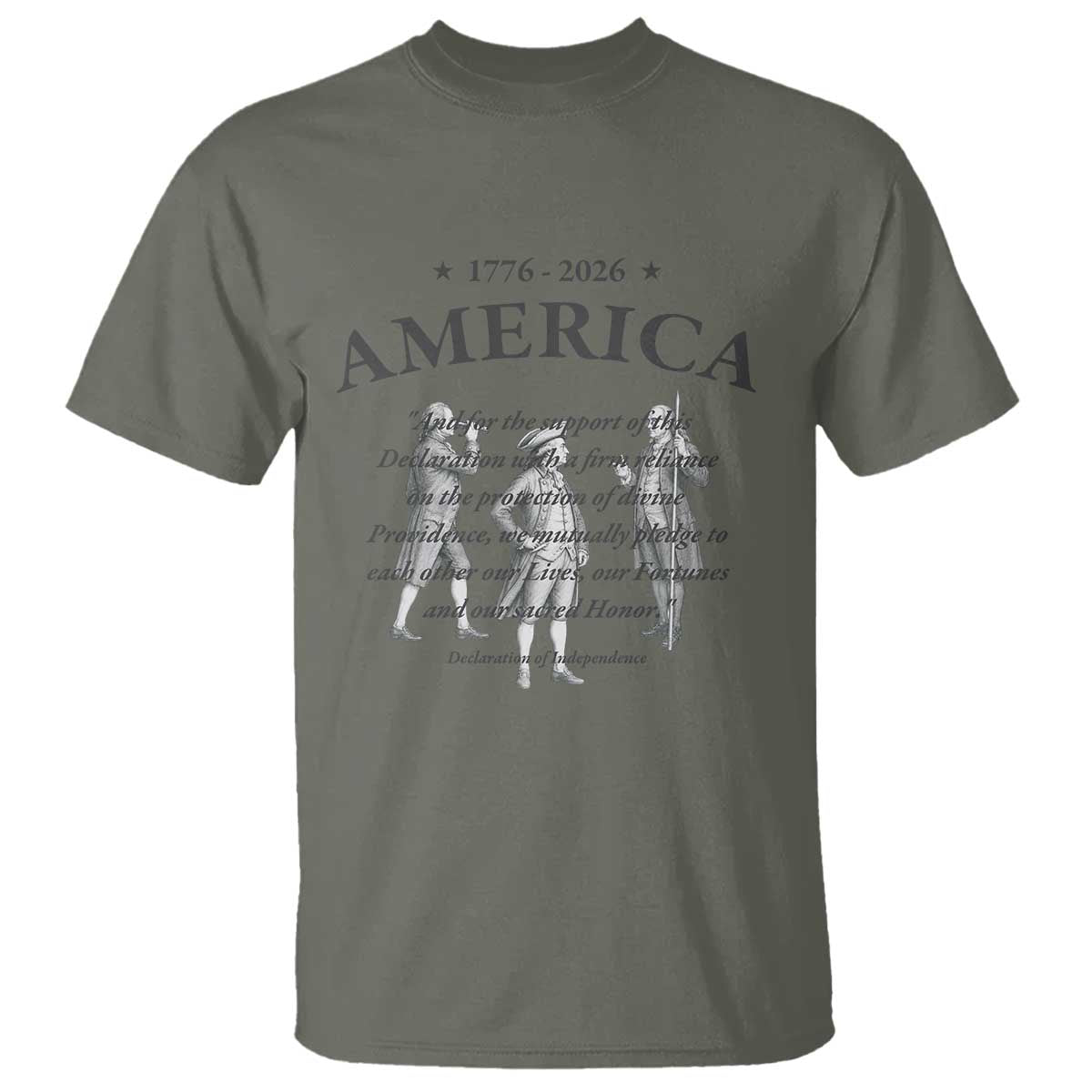 Declaration of Independence Sacred Honor Quote Graphic T Shirt Vintage 1776 to 2026 America Patriotic History