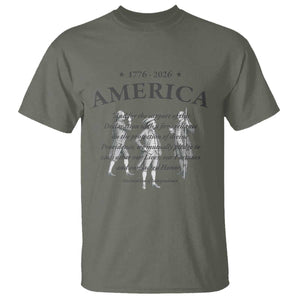 Declaration of Independence Sacred Honor Quote Graphic T Shirt Vintage 1776 to 2026 America Patriotic History