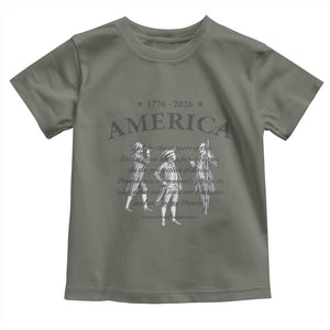 Declaration of Independence Sacred Honor Quote Graphic Toddler T Shirt Vintage 1776 to 2026 America Patriotic History