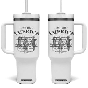 Declaration of Independence Sacred Honor Quote Graphic Tumbler With Handle Vintage 1776 to 2026 America Patriotic History