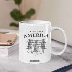 Declaration of Independence Sacred Honor Quote Graphic Coffee Mug Vintage 1776 to 2026 America Patriotic History