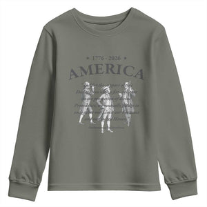 Declaration of Independence Sacred Honor Quote Graphic Youth Sweatshirt Vintage 1776 to 2026 America Patriotic History