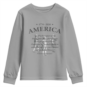 Declaration of Independence Sacred Honor Quote Graphic Youth Sweatshirt Vintage 1776 to 2026 America Patriotic History