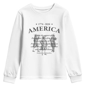 Declaration of Independence Sacred Honor Quote Graphic Youth Sweatshirt Vintage 1776 to 2026 America Patriotic History