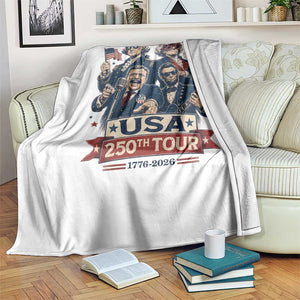 USA 250th Tour 2026 Founding Fathers Rock Concert Throw Blanket Funny Mount Rushmore Rock Stars Semiquincentennial