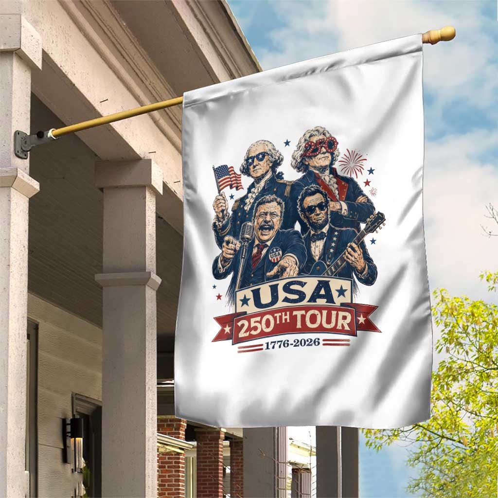 USA 250th Tour 2026 Founding Fathers Rock Concert Garden Flag Funny Mount Rushmore Rock Stars Semiquincentennial