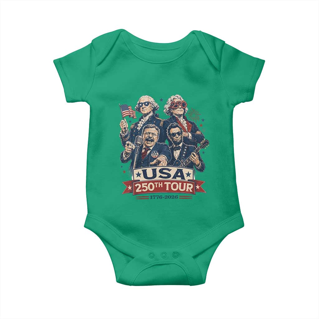 USA 250th Tour 2026 Founding Fathers Rock Concert Baby Onesie Funny Mount Rushmore Rock Stars Semiquincentennial