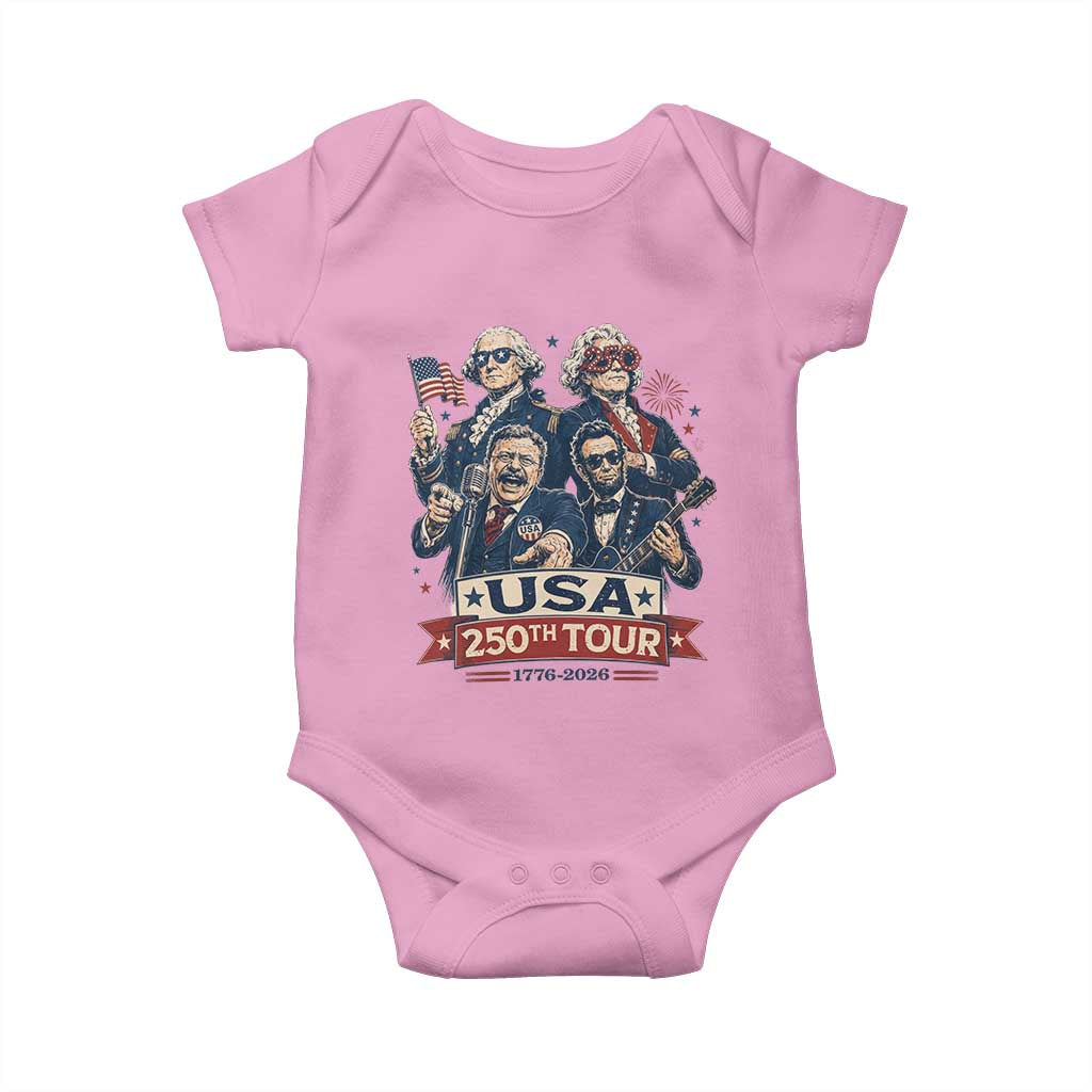 USA 250th Tour 2026 Founding Fathers Rock Concert Baby Onesie Funny Mount Rushmore Rock Stars Semiquincentennial