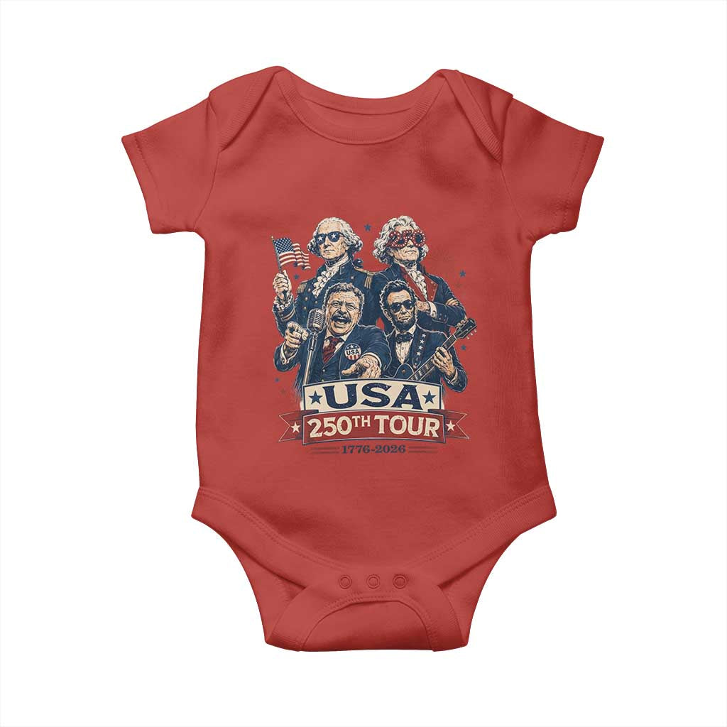 USA 250th Tour 2026 Founding Fathers Rock Concert Baby Onesie Funny Mount Rushmore Rock Stars Semiquincentennial