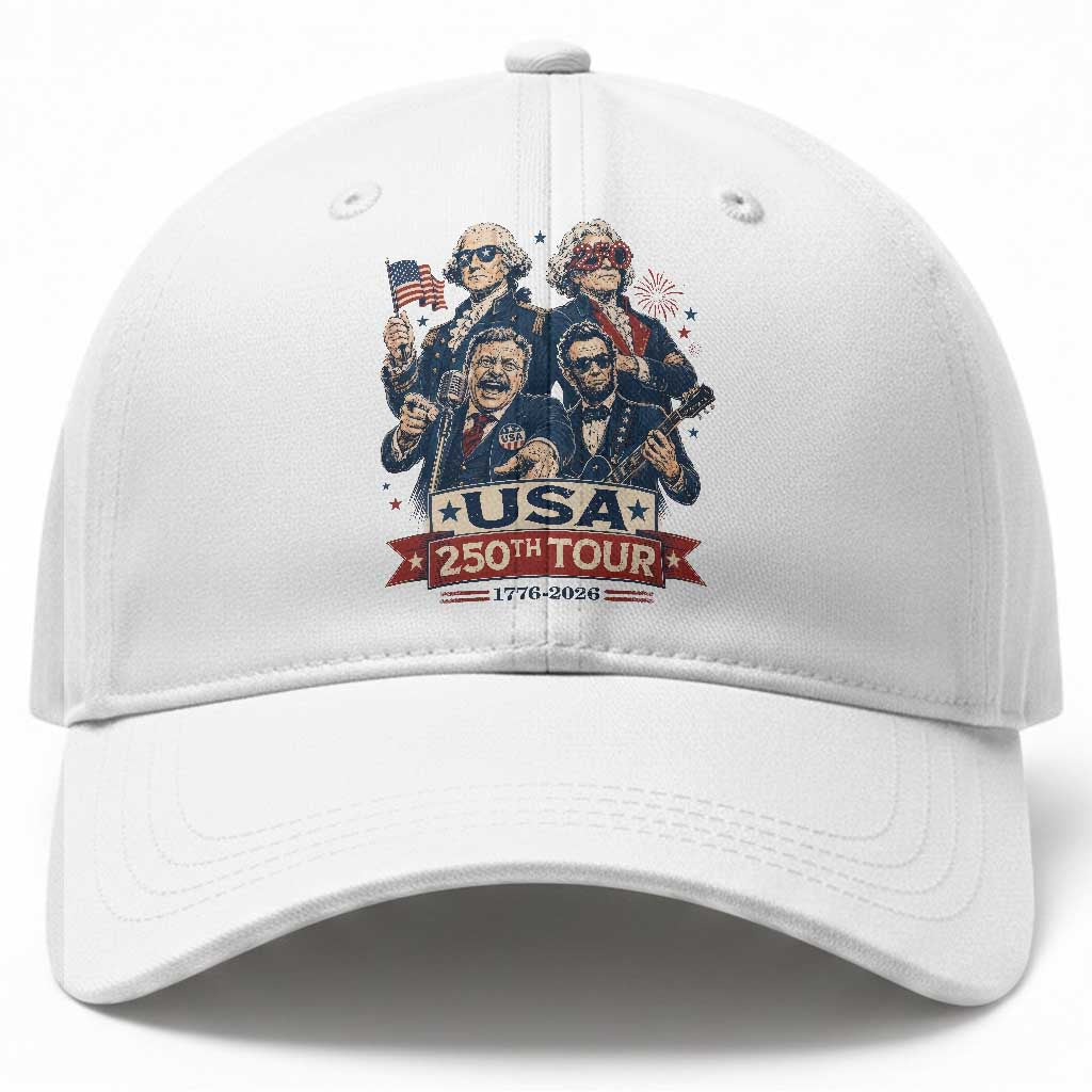 USA 250th Tour 2026 Founding Fathers Rock Concert Baseball Cap Funny Mount Rushmore Rock Stars Semiquincentennial