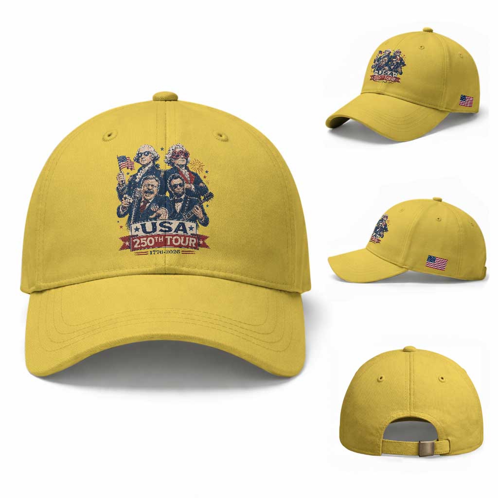 USA 250th Tour 2026 Founding Fathers Rock Concert Baseball Cap Funny Mount Rushmore Rock Stars Semiquincentennial