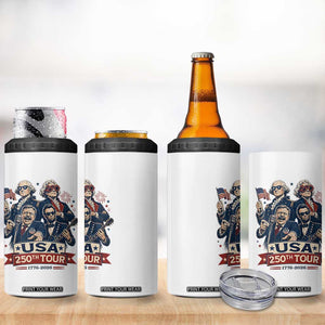 USA 250th Tour 2026 Founding Fathers Rock Concert 4 in 1 Can Cooler Tumbler Funny Mount Rushmore Rock Stars Semiquincentennial