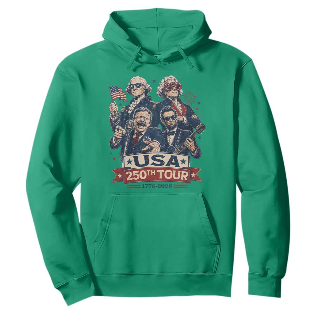 USA 250th Tour 2026 Founding Fathers Rock Concert Hoodie Funny Mount Rushmore Rock Stars Semiquincentennial