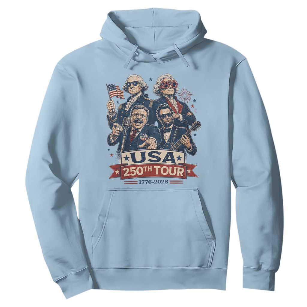 USA 250th Tour 2026 Founding Fathers Rock Concert Hoodie Funny Mount Rushmore Rock Stars Semiquincentennial