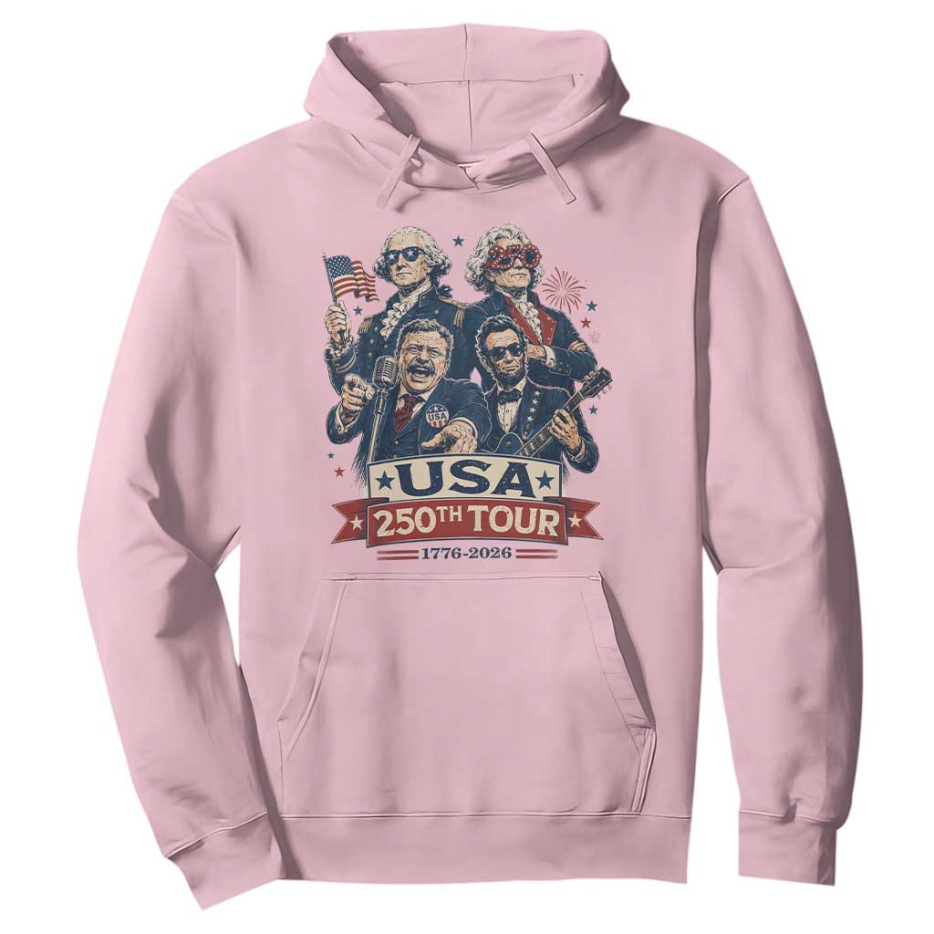 USA 250th Tour 2026 Founding Fathers Rock Concert Hoodie Funny Mount Rushmore Rock Stars Semiquincentennial