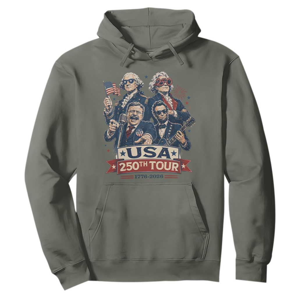 USA 250th Tour 2026 Founding Fathers Rock Concert Hoodie Funny Mount Rushmore Rock Stars Semiquincentennial