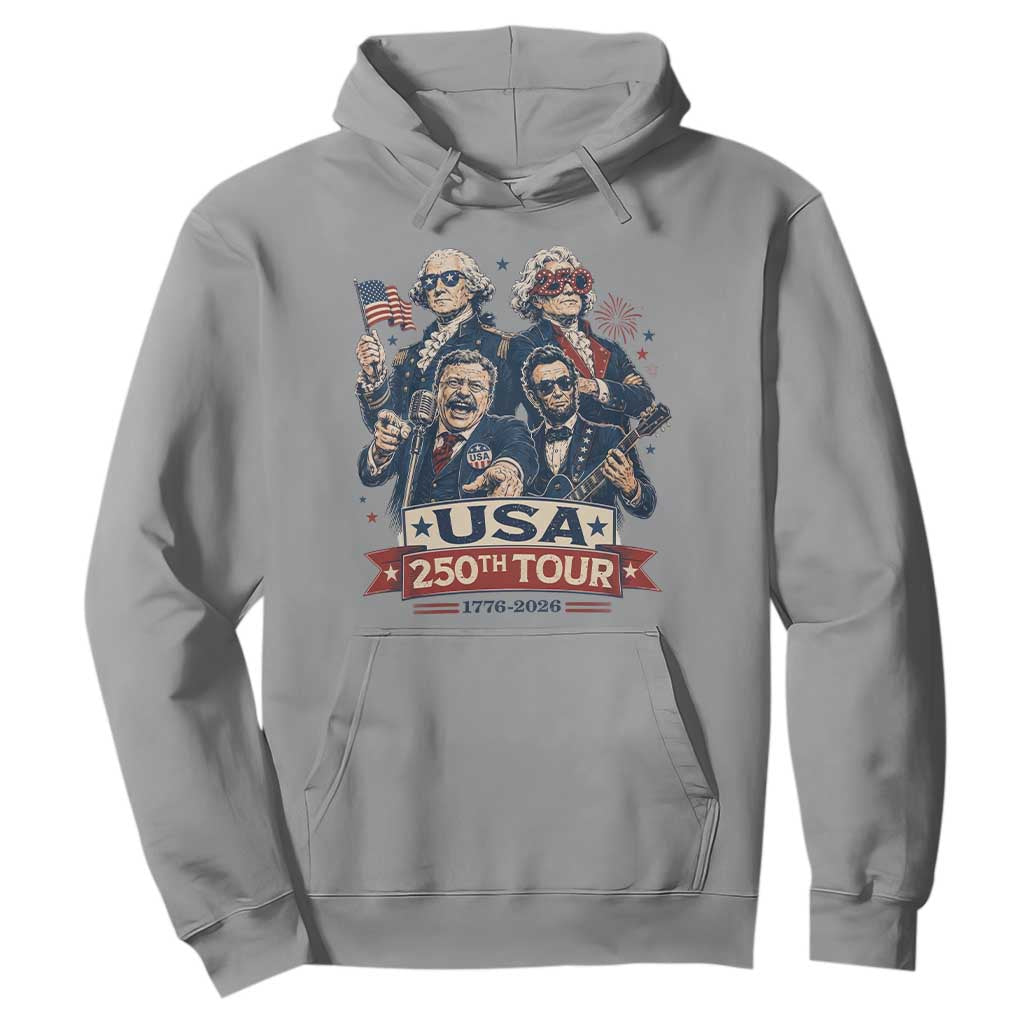 USA 250th Tour 2026 Founding Fathers Rock Concert Hoodie Funny Mount Rushmore Rock Stars Semiquincentennial