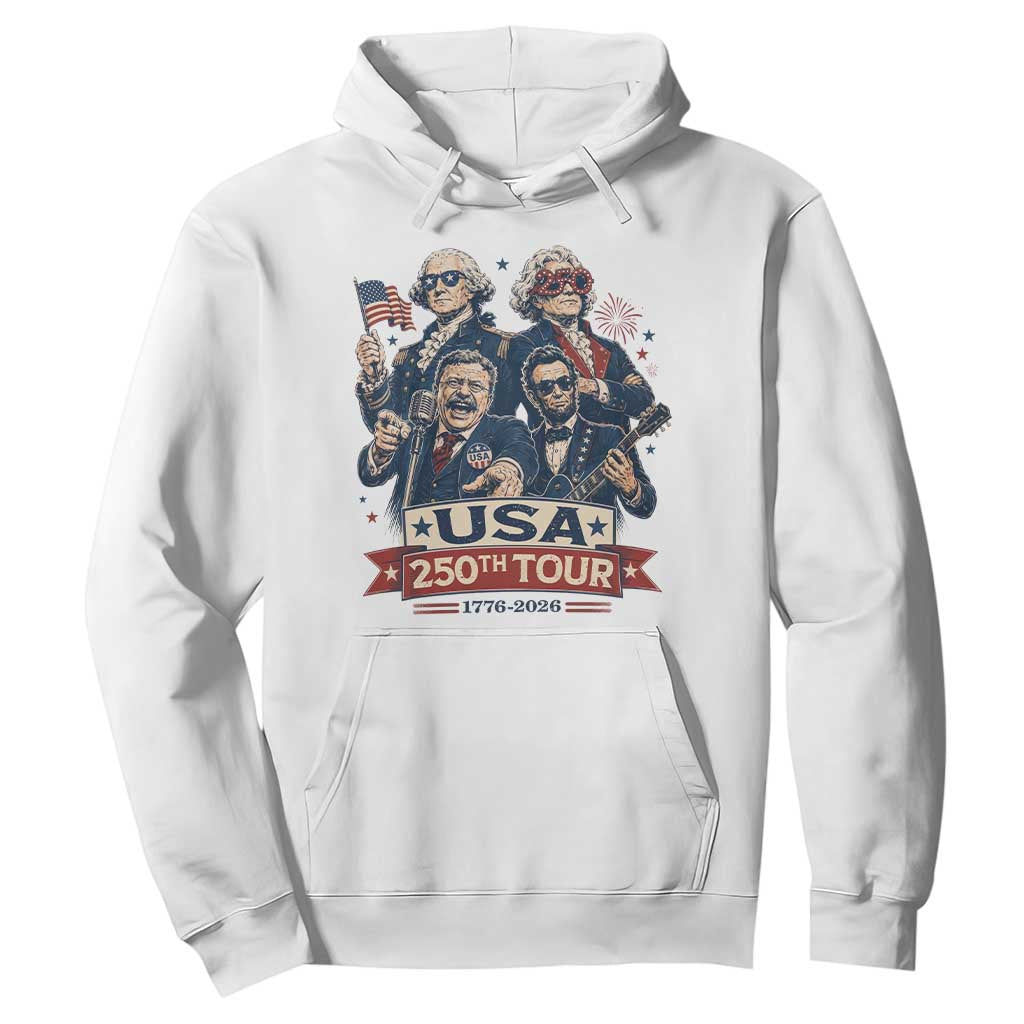USA 250th Tour 2026 Founding Fathers Rock Concert Hoodie Funny Mount Rushmore Rock Stars Semiquincentennial