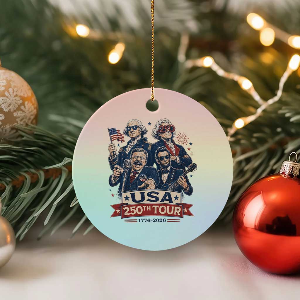 USA 250th Tour 2026 Founding Fathers Rock Concert Ceramic Ornament Funny Mount Rushmore Rock Stars Semiquincentennial