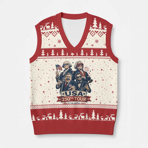 USA 250th Tour 2026 Founding Fathers Rock Concert V-Neck Knit Sweater Vest Funny Mount Rushmore Rock Stars Semiquincentennial