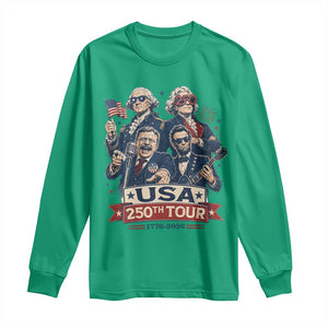 USA 250th Tour 2026 Founding Fathers Rock Concert Long Sleeve Shirt Funny Mount Rushmore Rock Stars Semiquincentennial