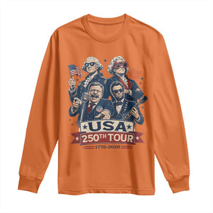 USA 250th Tour 2026 Founding Fathers Rock Concert Long Sleeve Shirt Funny Mount Rushmore Rock Stars Semiquincentennial