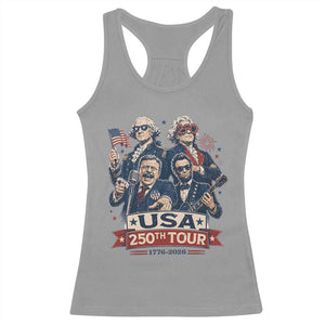 USA 250th Tour 2026 Founding Fathers Rock Concert Racerback Tank Top Funny Mount Rushmore Rock Stars Semiquincentennial