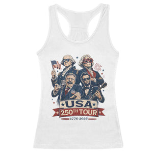 USA 250th Tour 2026 Founding Fathers Rock Concert Racerback Tank Top Funny Mount Rushmore Rock Stars Semiquincentennial
